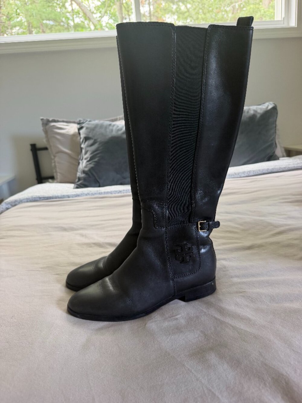 Tory Burch women's black riding boots size 8